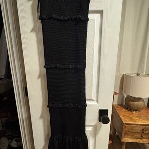 Pink blush black ruffle dress